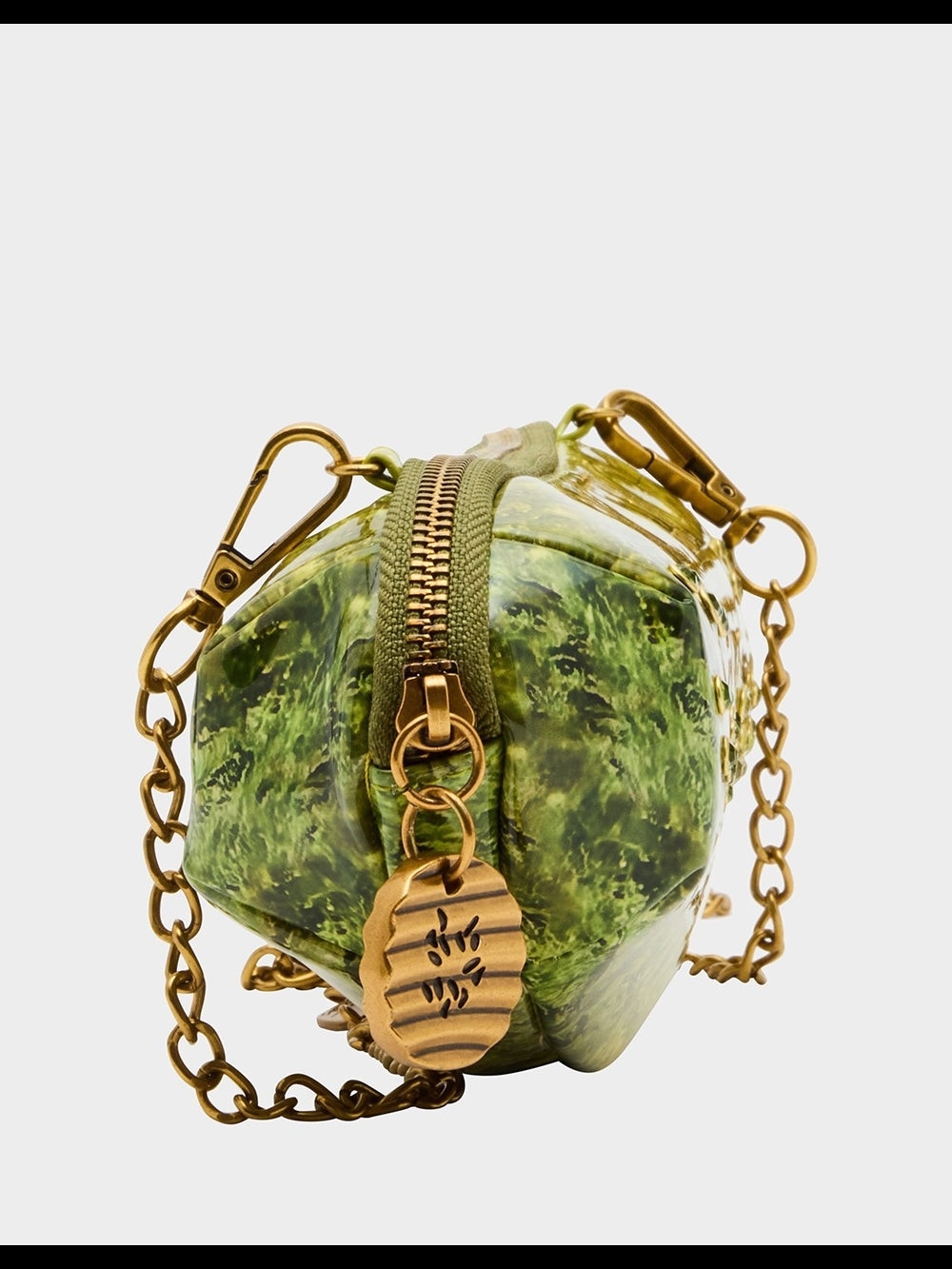 Betsey Johnson "Big Dill" Purse - Green Pickle Shaped Clutch with Gold Accents - Picture 5 of 7